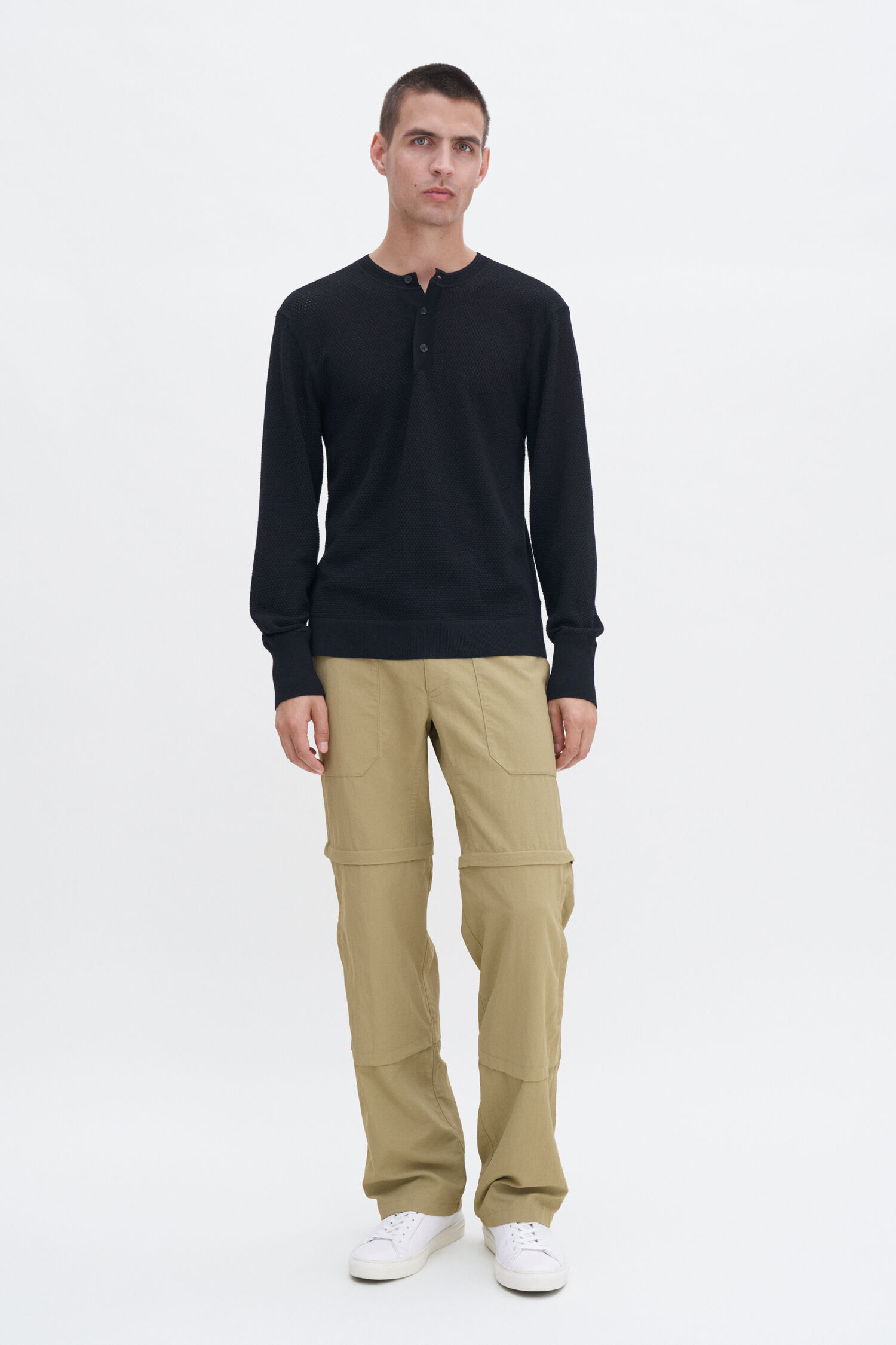 Mesh Knit Henley