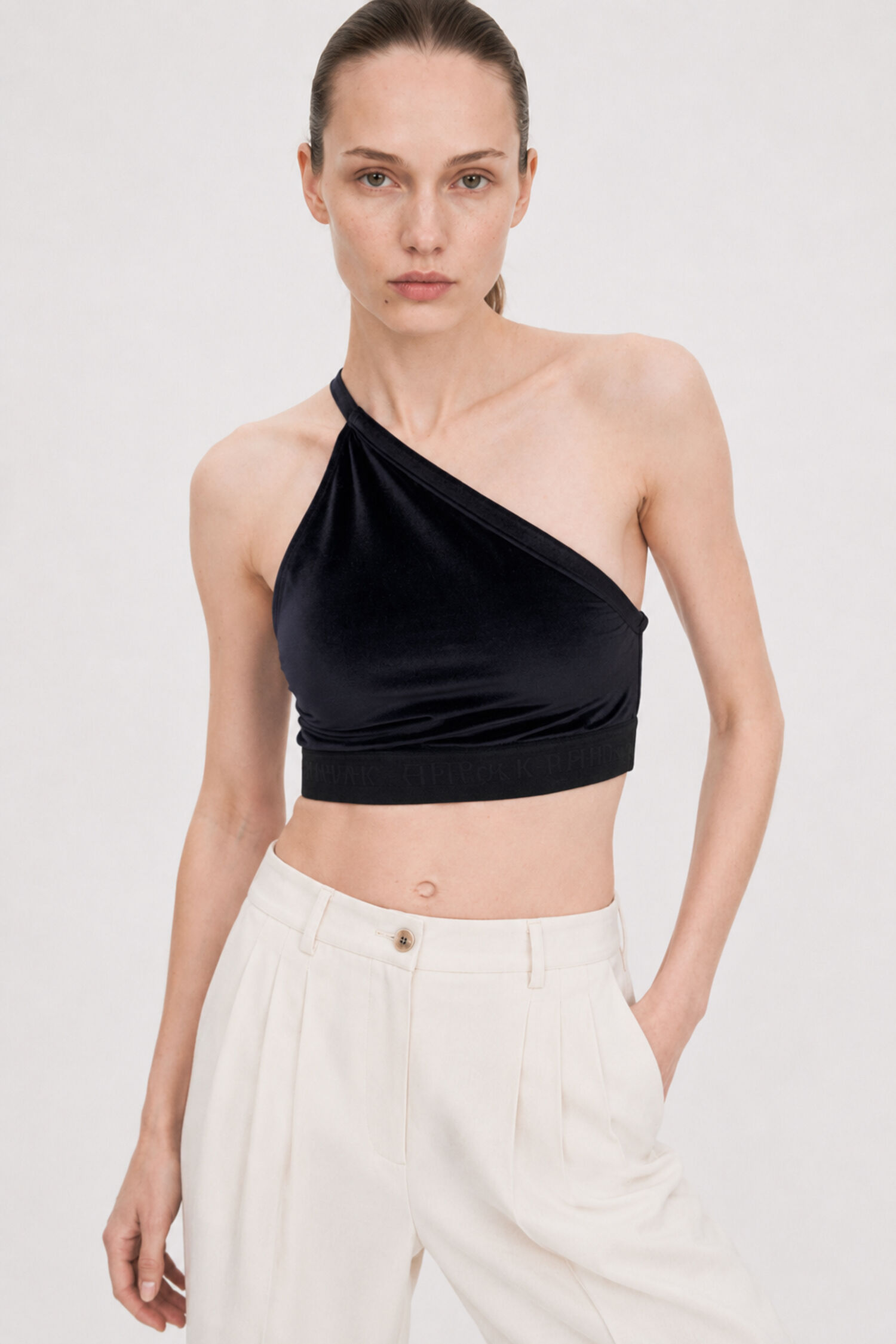 Asymmetric Velvet Bra