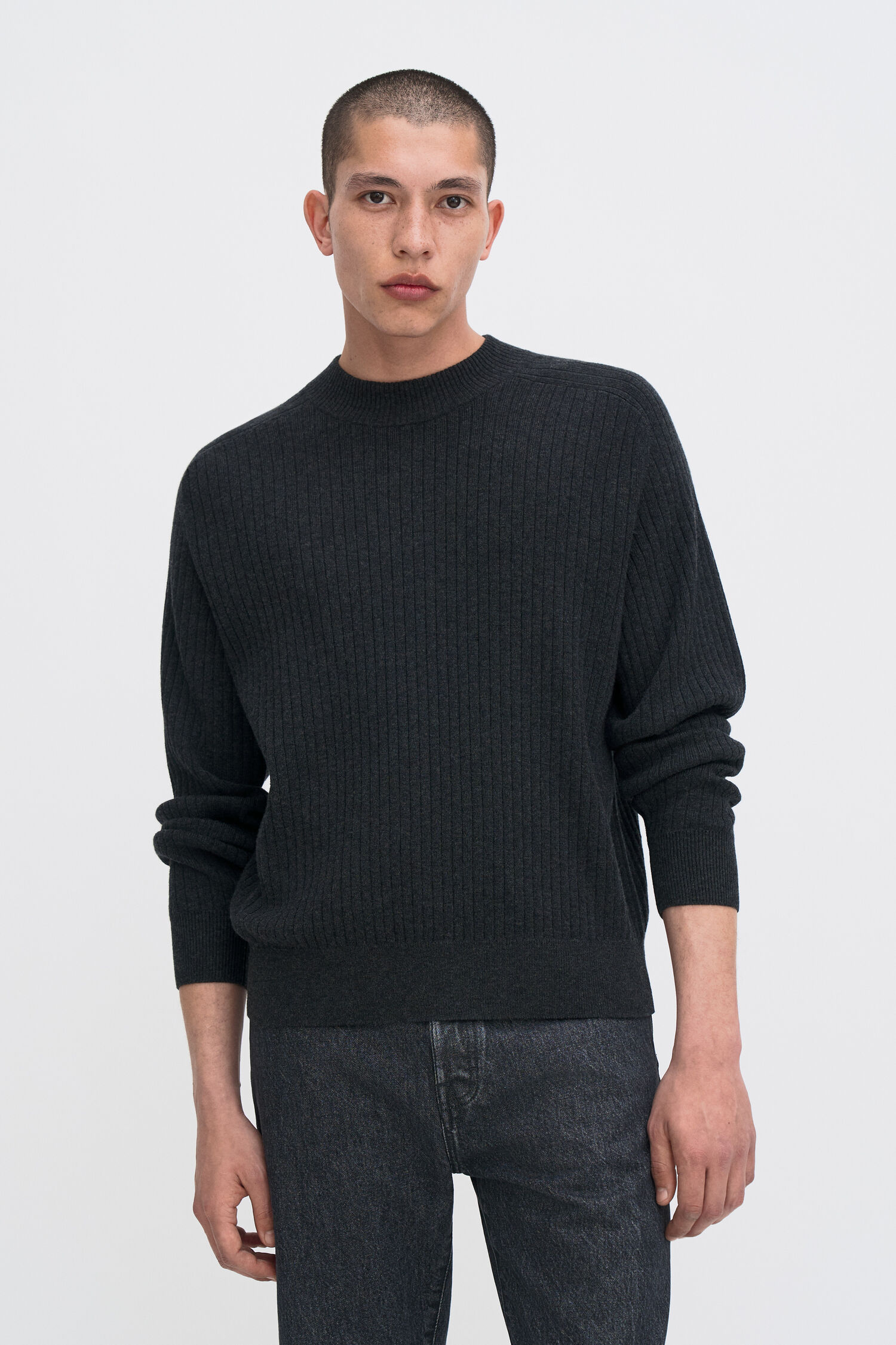 Cotton Merino Mock Neck