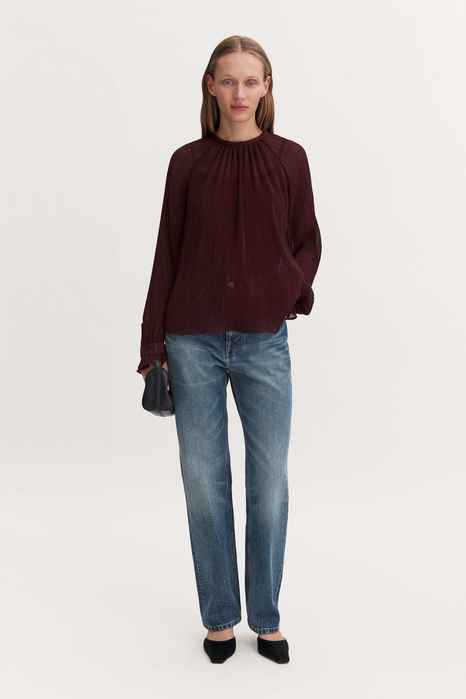 Pliss&eacute; Raglan Blouse