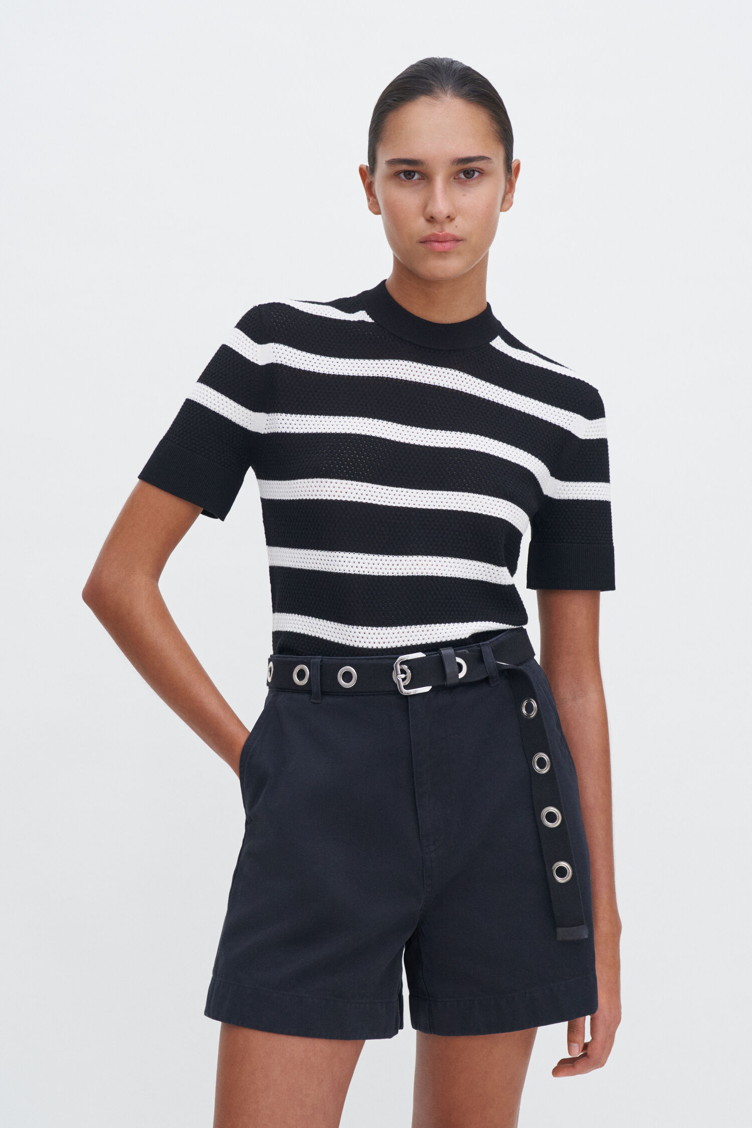 Striped Mesh Tee