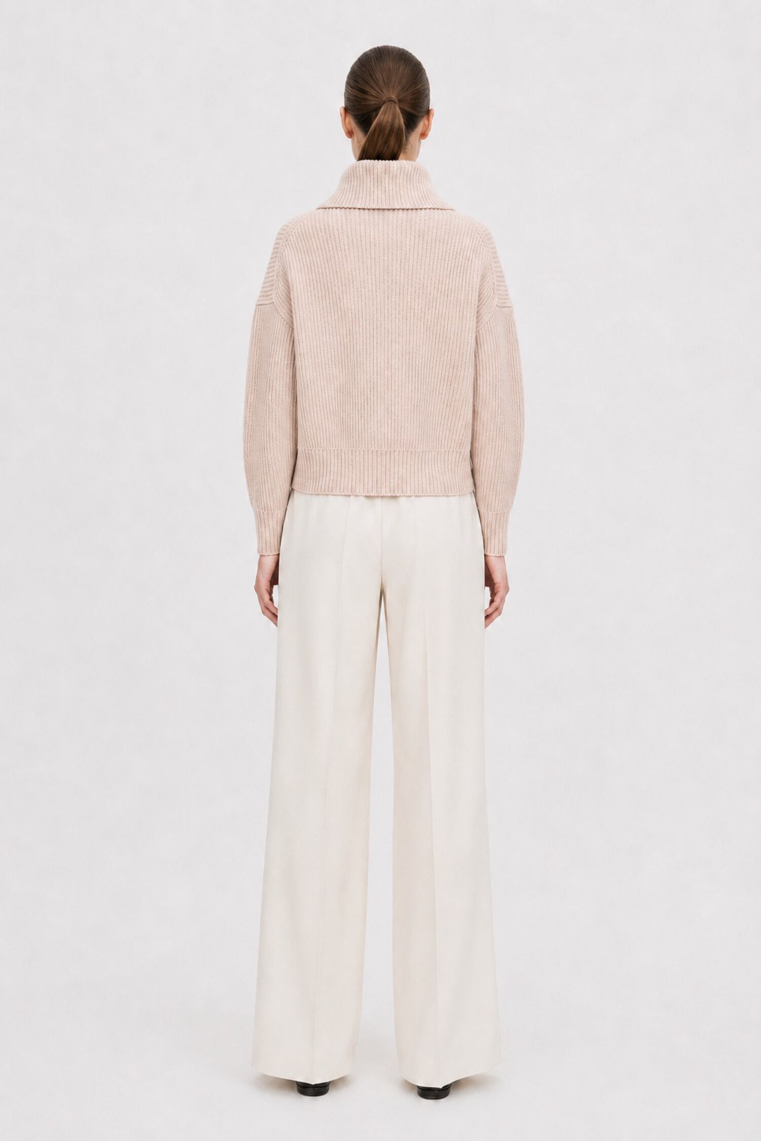 Ribbed Wool Half Zip Sweater