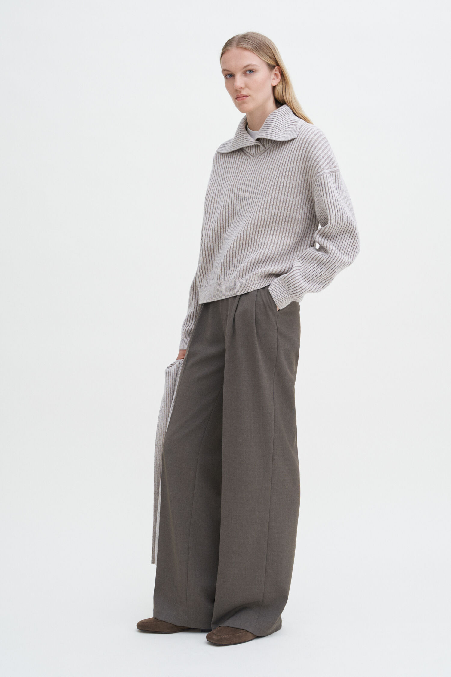 Ribbed Collar Sweater