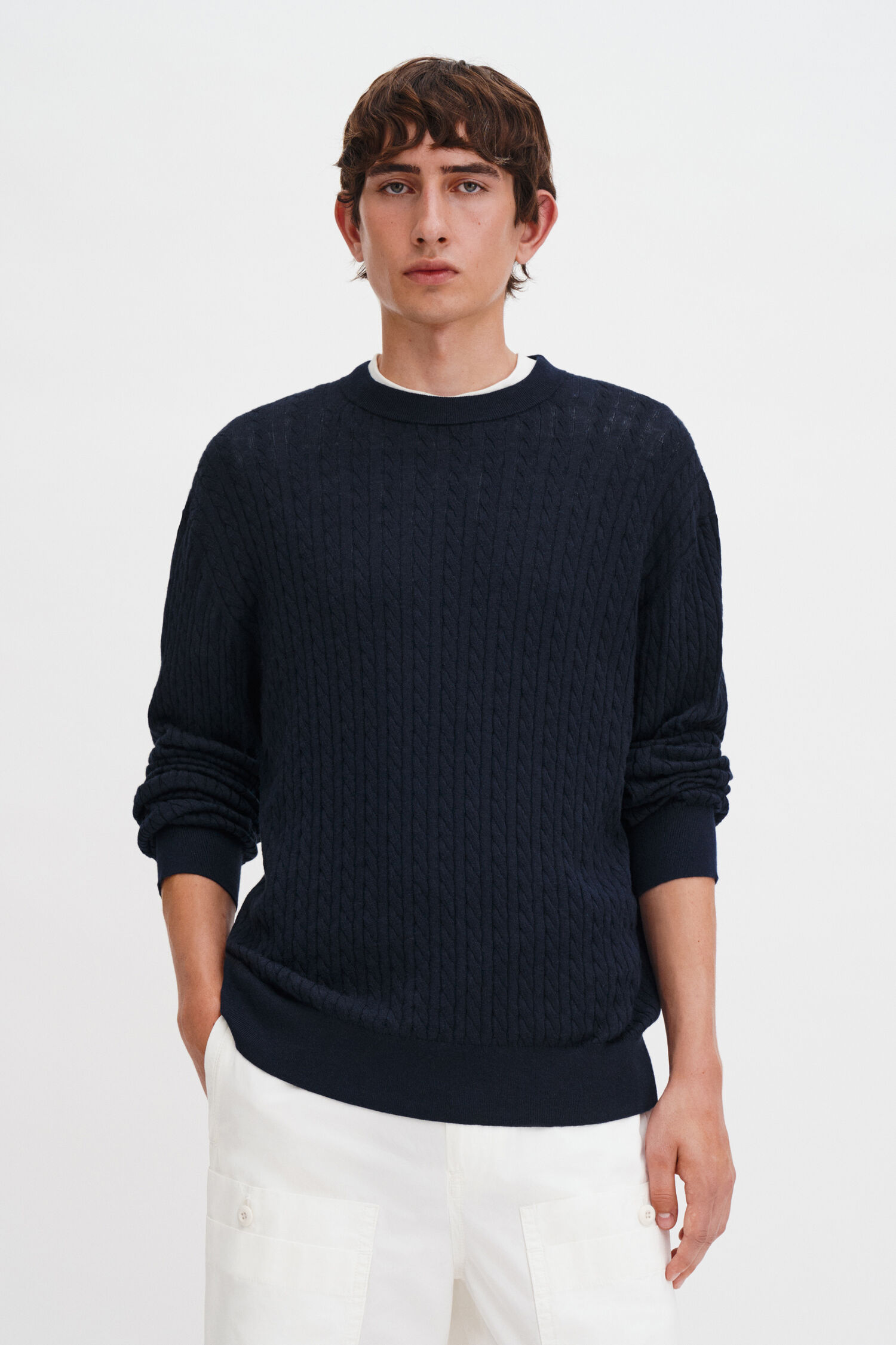 Braided Cotton Silk Sweater