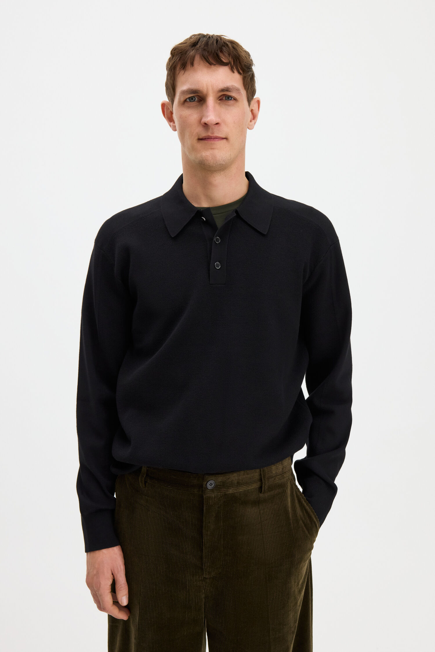 Textured Knit Polo Shirt