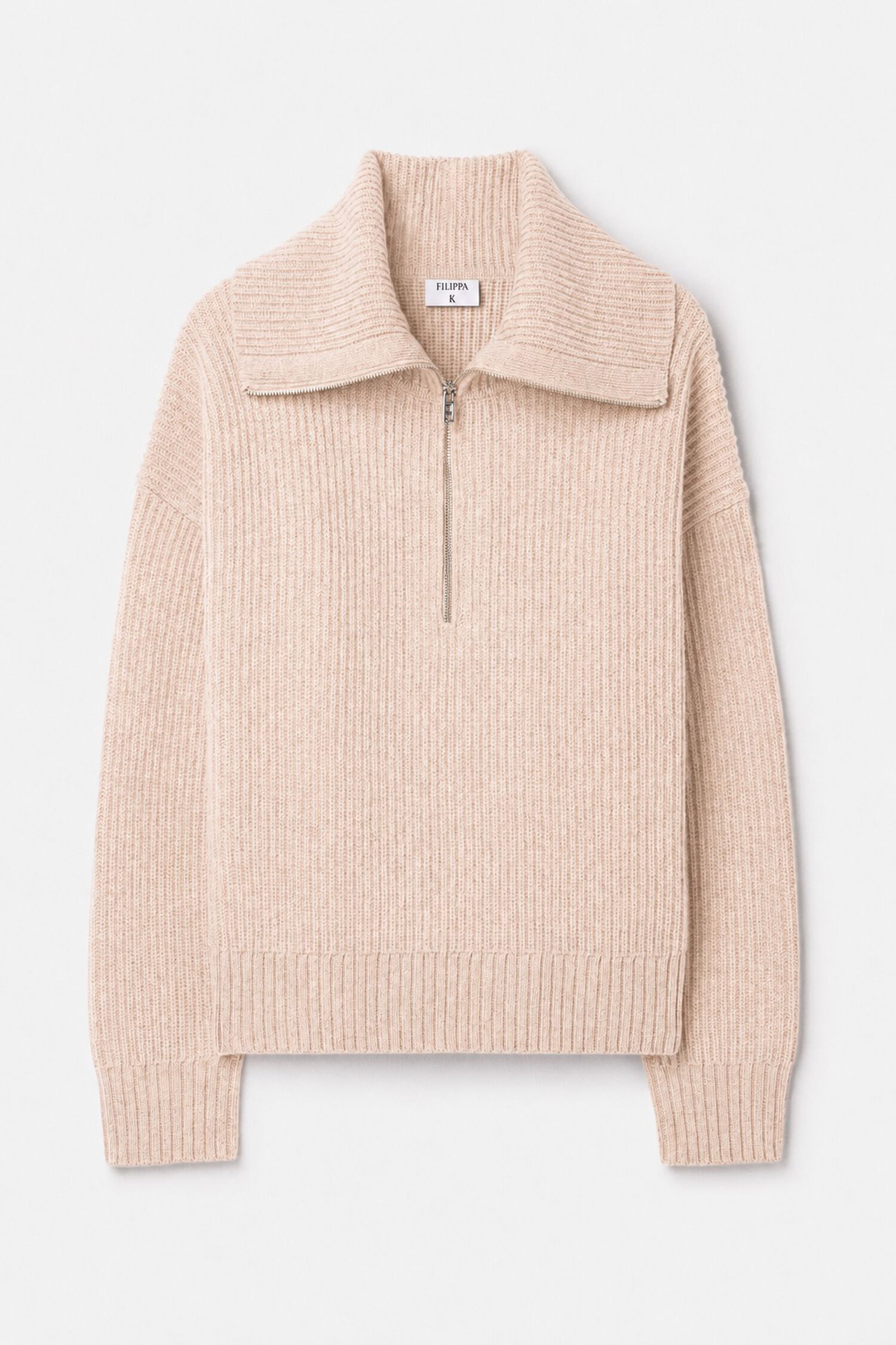 Ribbed Wool Half Zip Sweater