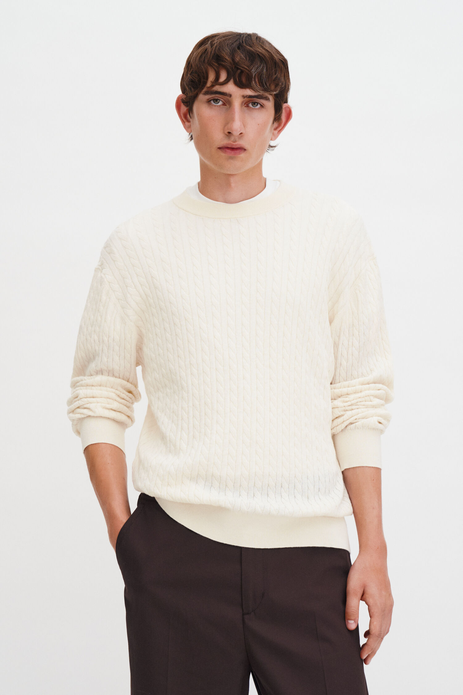 Braided Cotton Silk Sweater