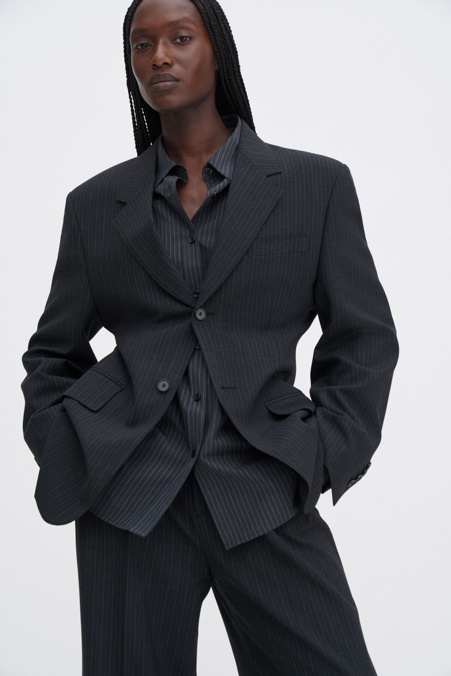 Hourglass Pinstripe Blazer