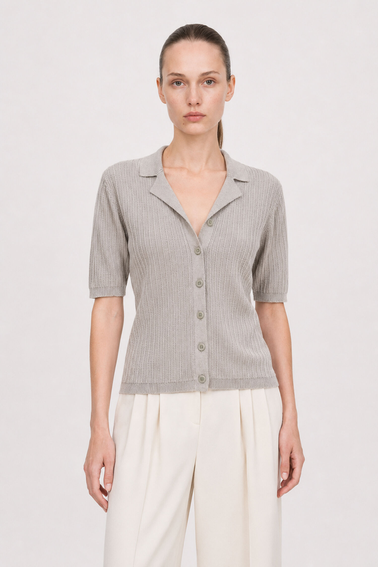 Shortsleeve Collar Cardigan