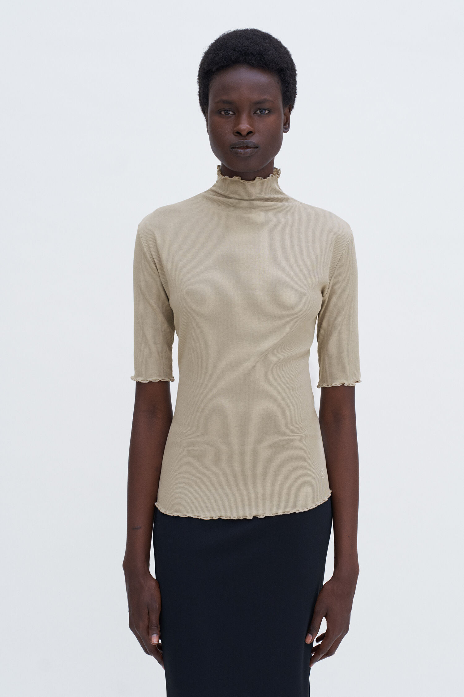 Rib Mock Neck Tee