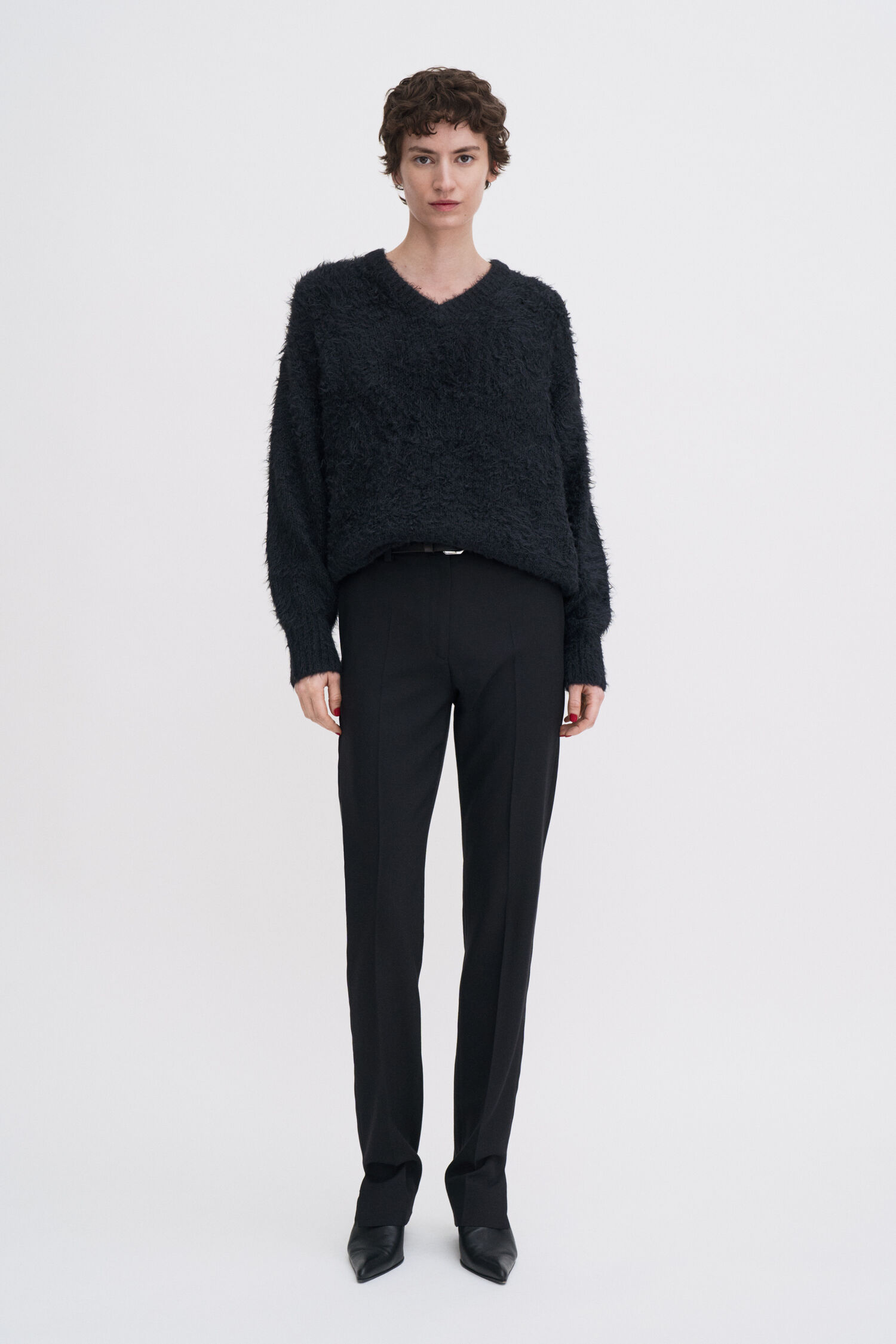 Fluffy Silk V-Neck Sweater