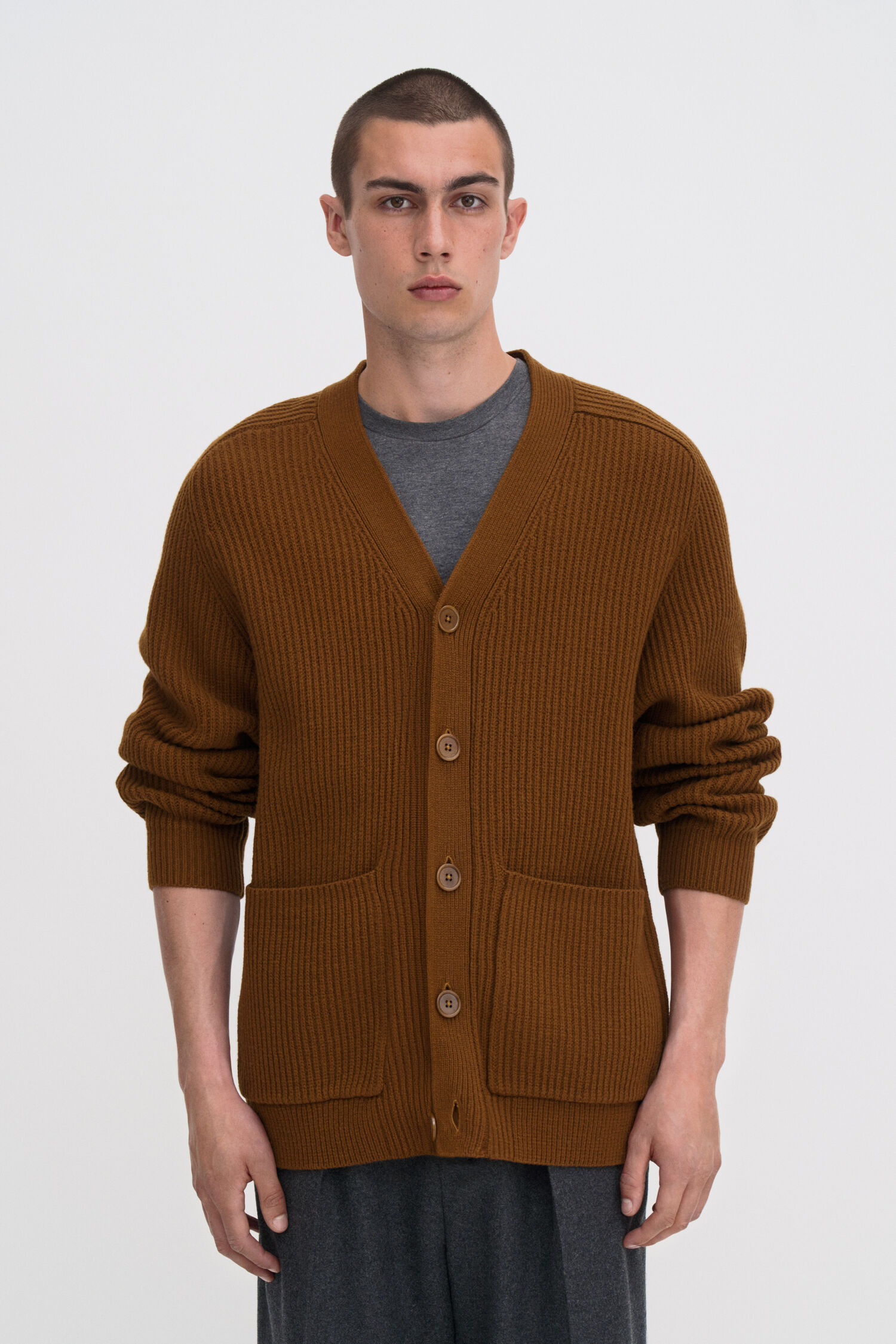 Chunky Ribbed Wool Cardigan