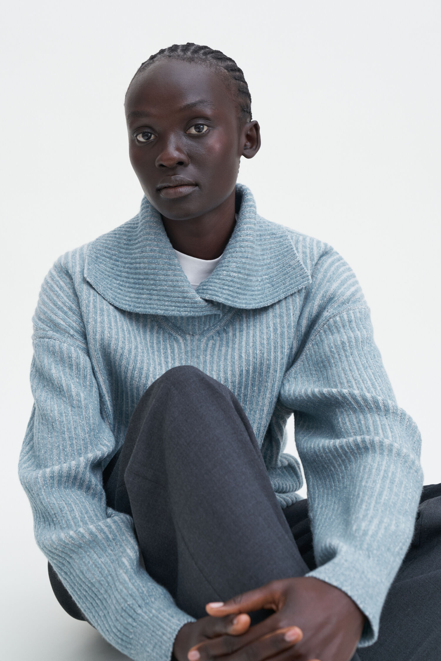 Ribbed Collar Sweater