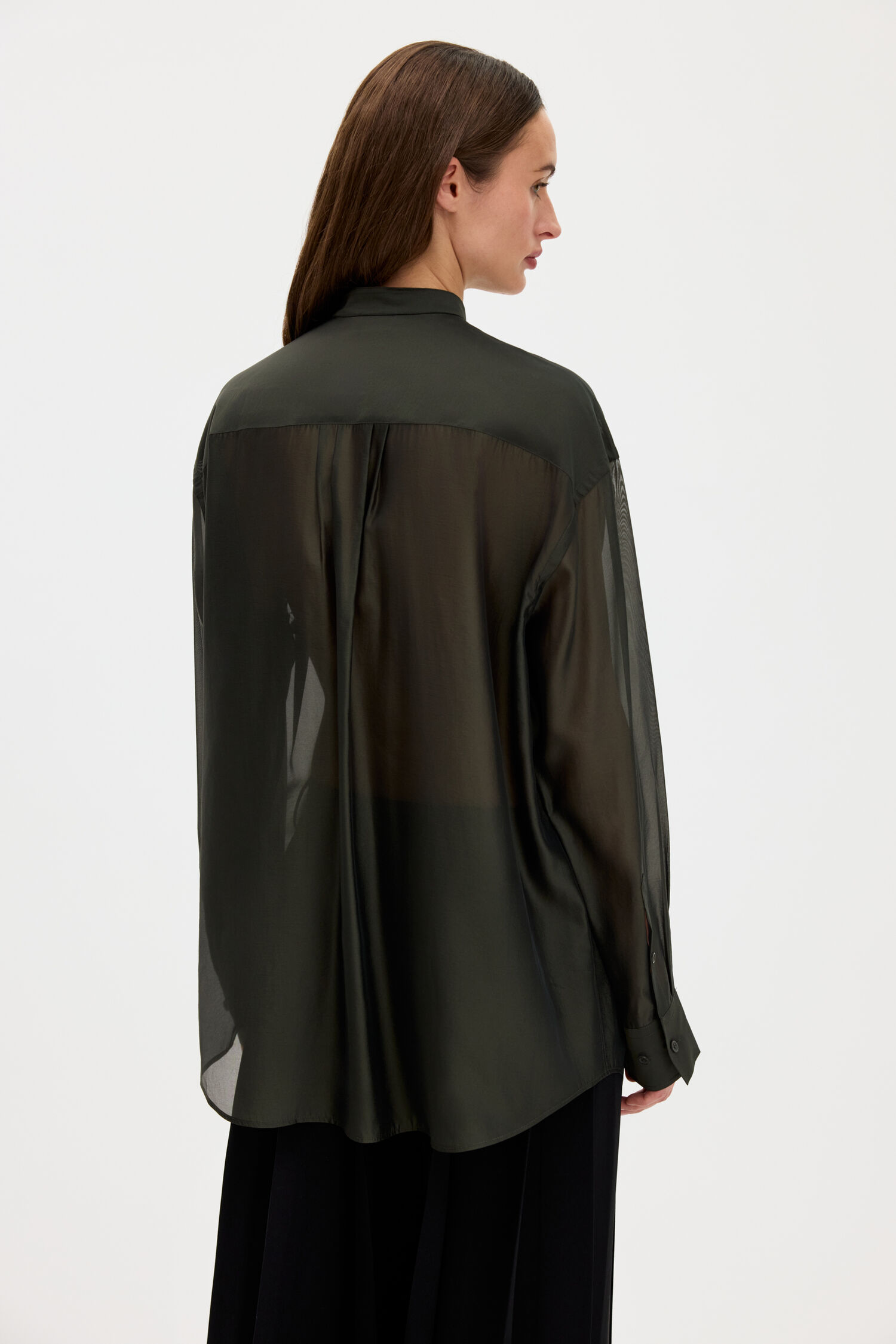 Pleated Stand Collar Shirt