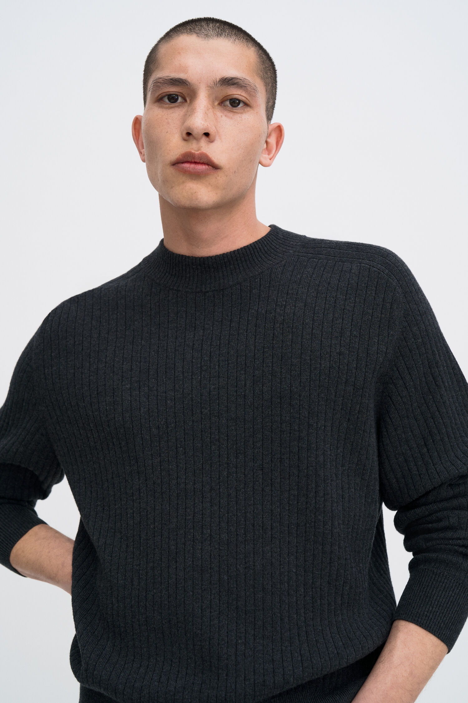 Cotton Merino Mock Neck