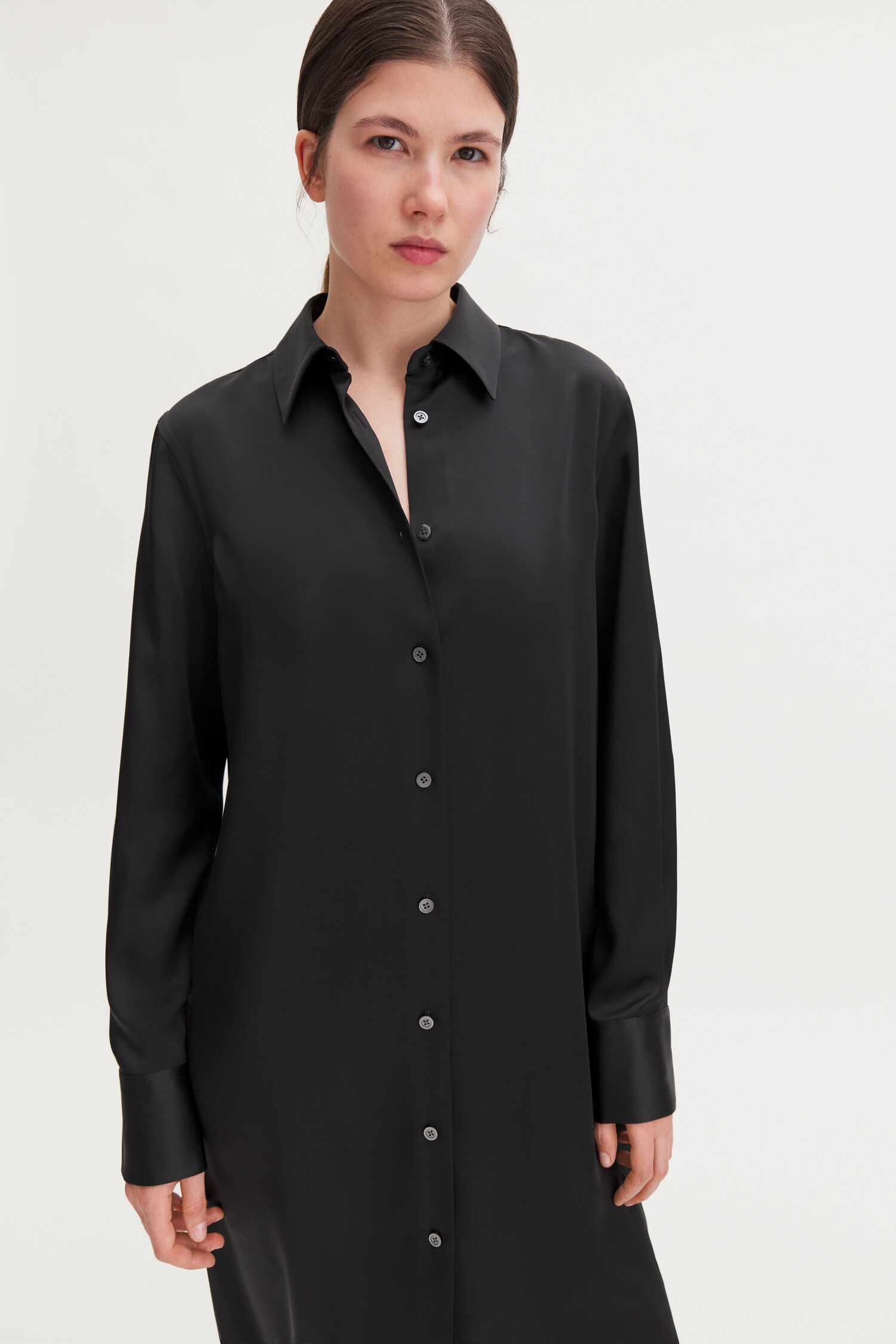 Satin Shirt Dress