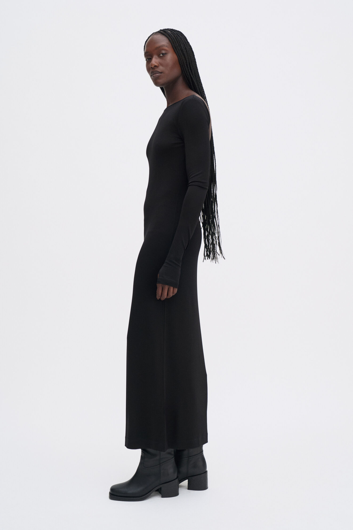 Scooped Back Jersey Dress