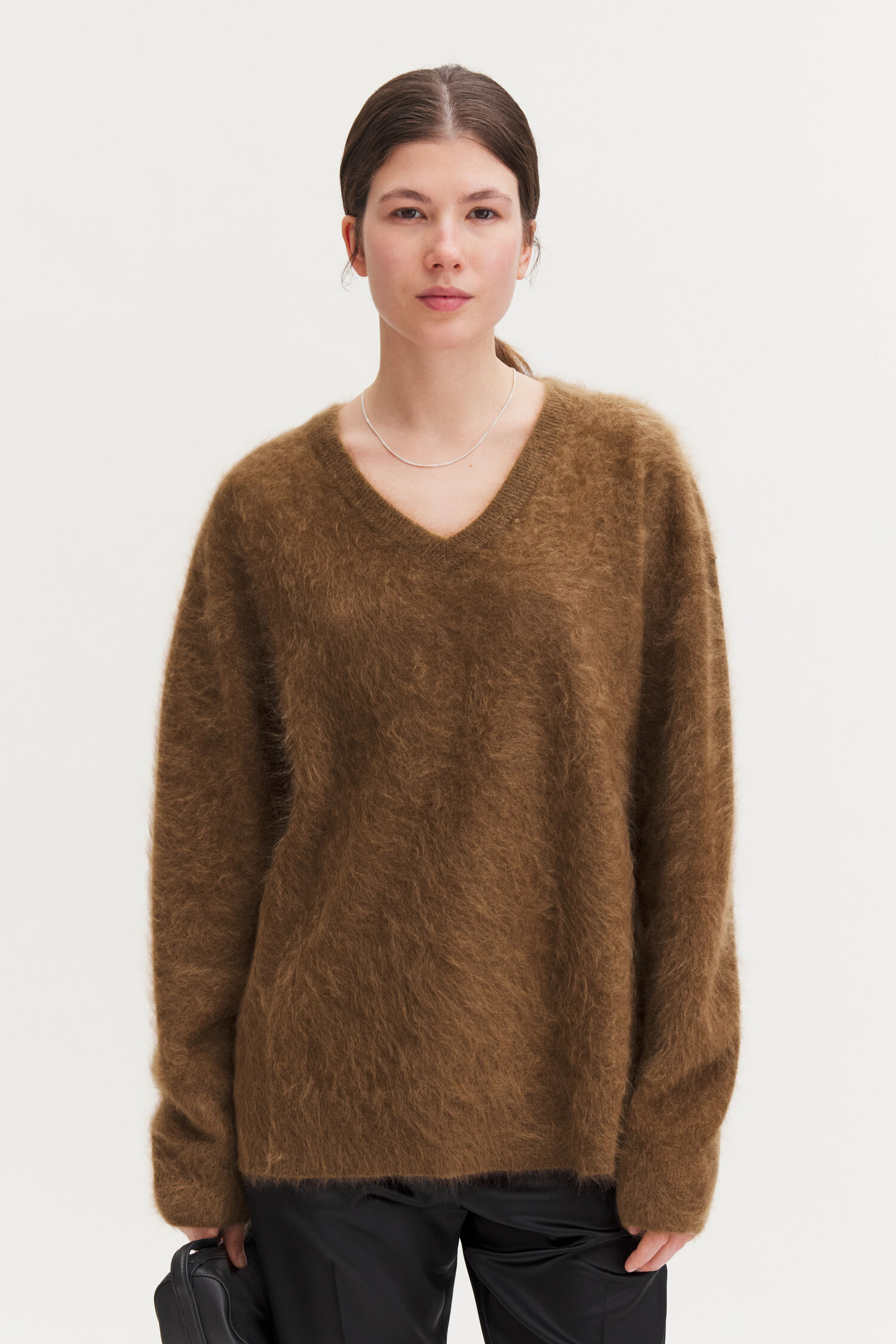 Brushed Cashmere V-Neck Sweate