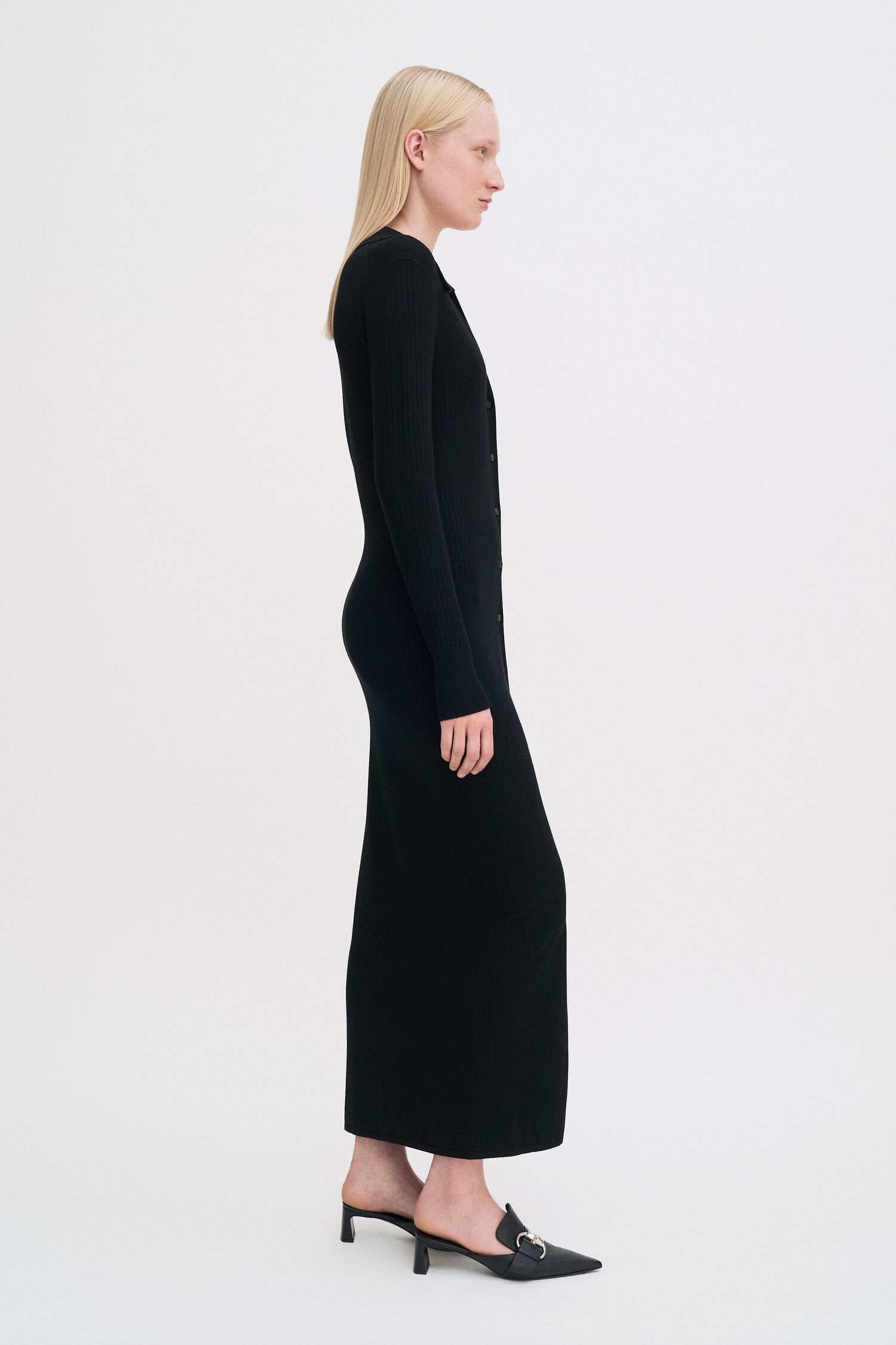 Ribbed Knit Shirt Dress