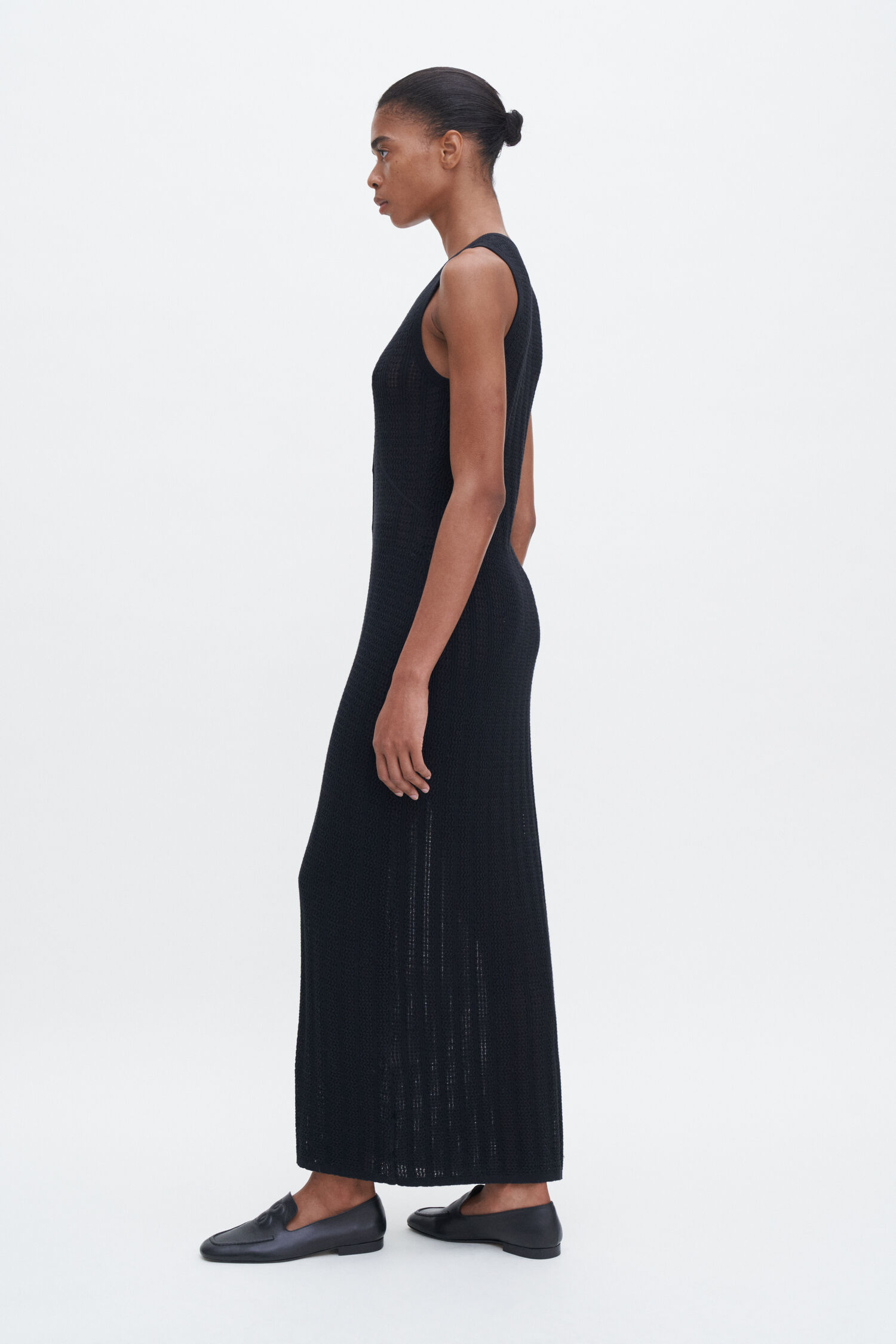 Buttoned Mesh Knit Dress