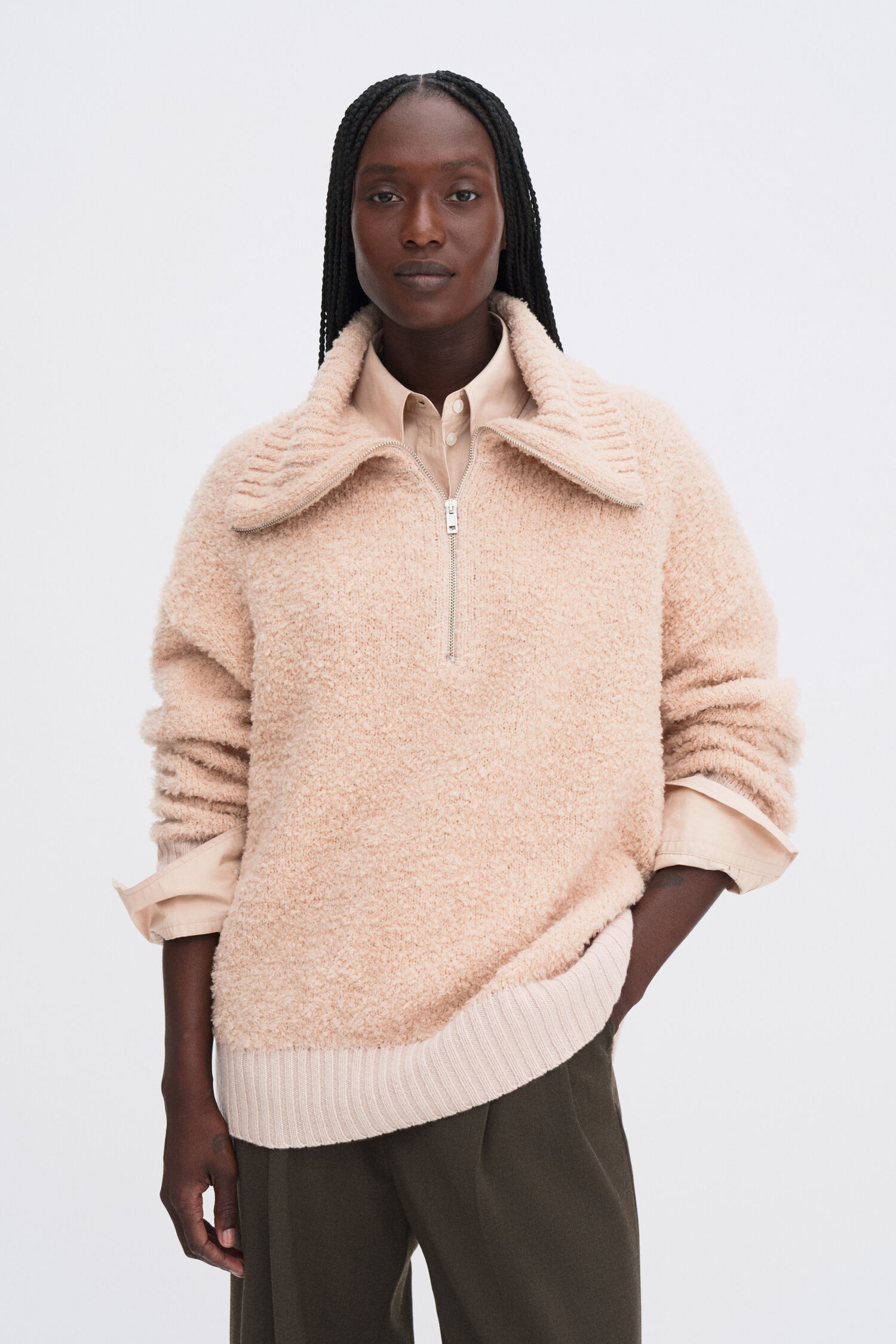 Fluffy Half Zip Sweater
