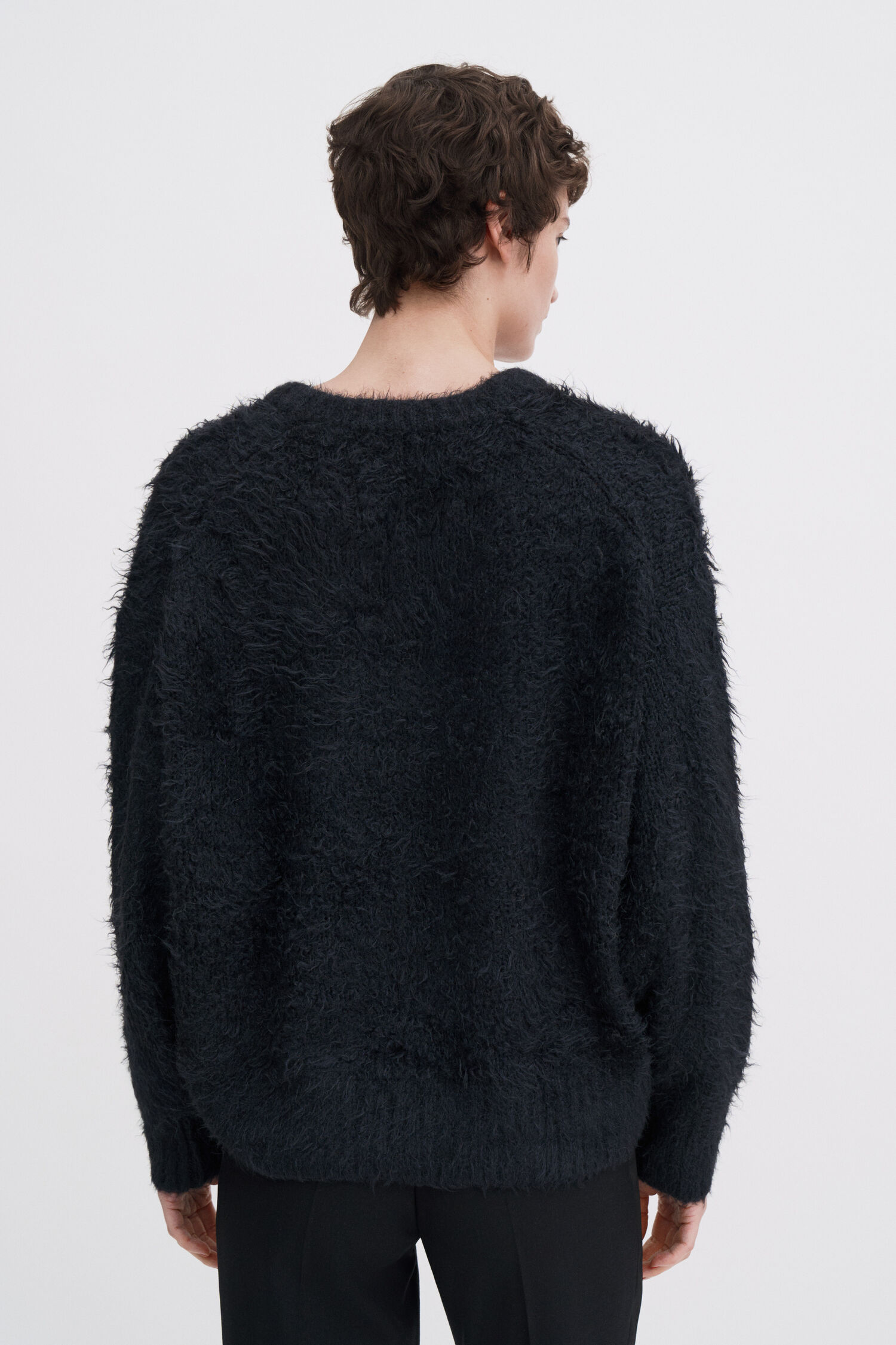Fluffy Silk V-Neck Sweater