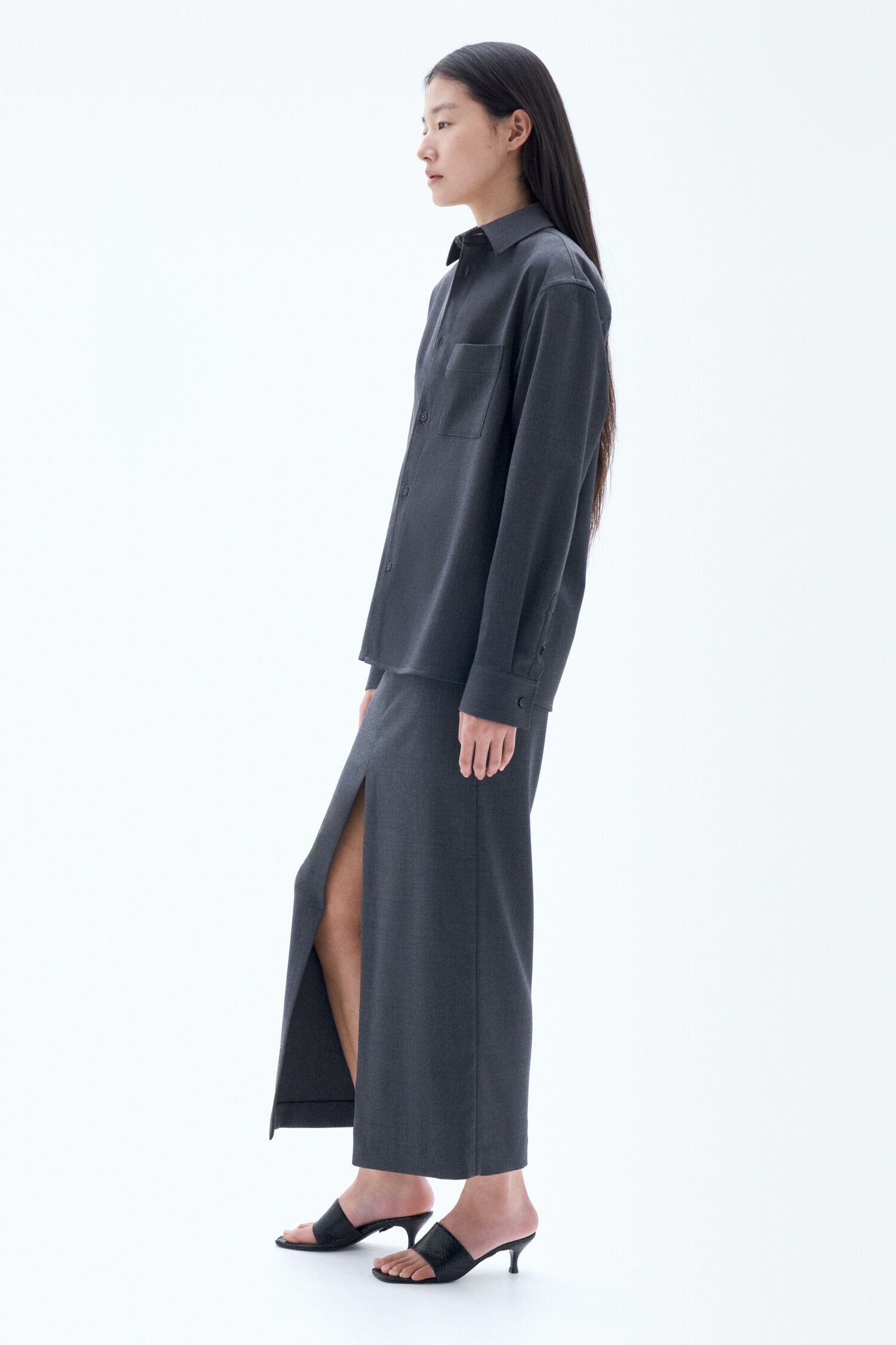 W Boxy Wool Twill Shirt