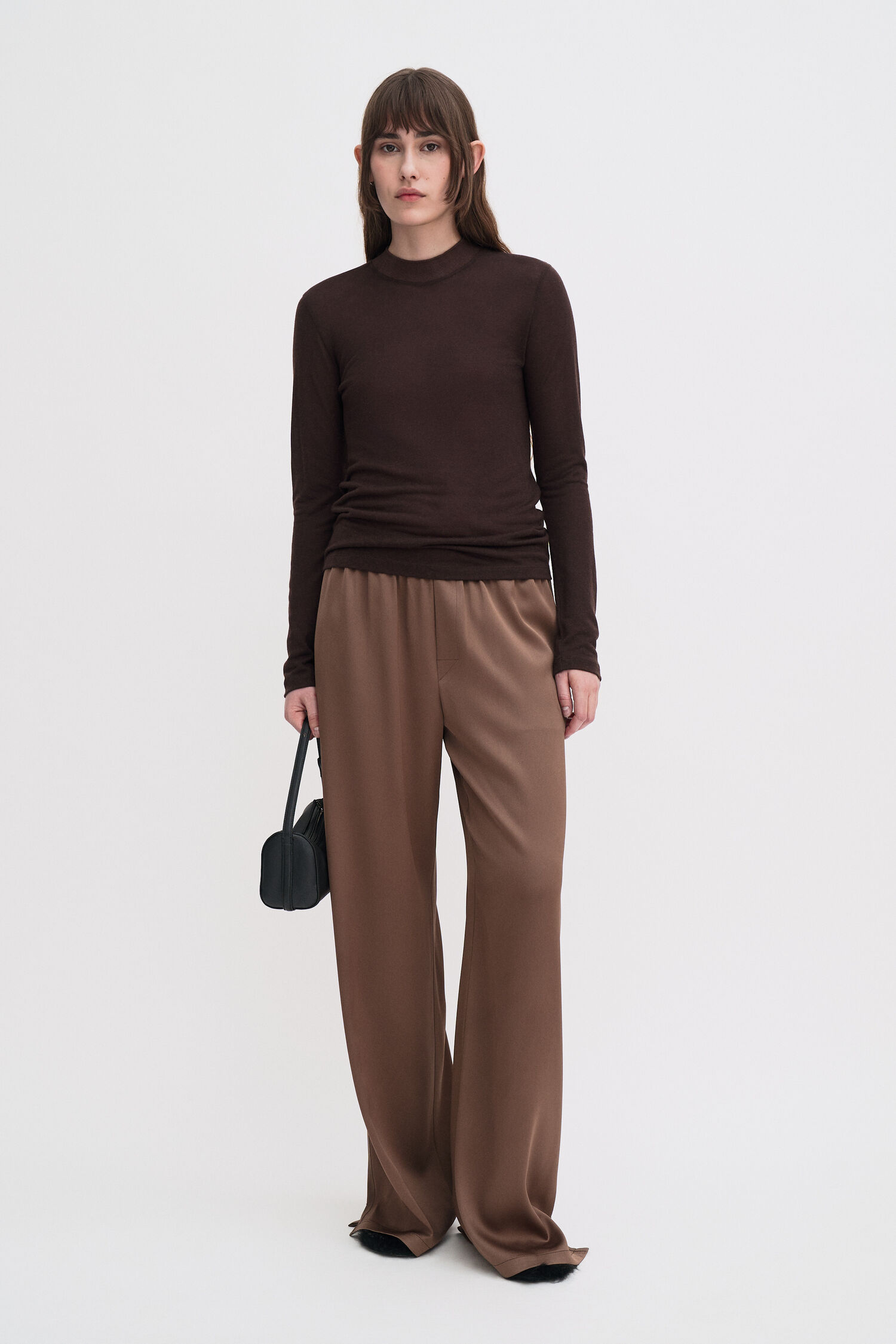 Lyocell Cashmere Mock Neck Top
