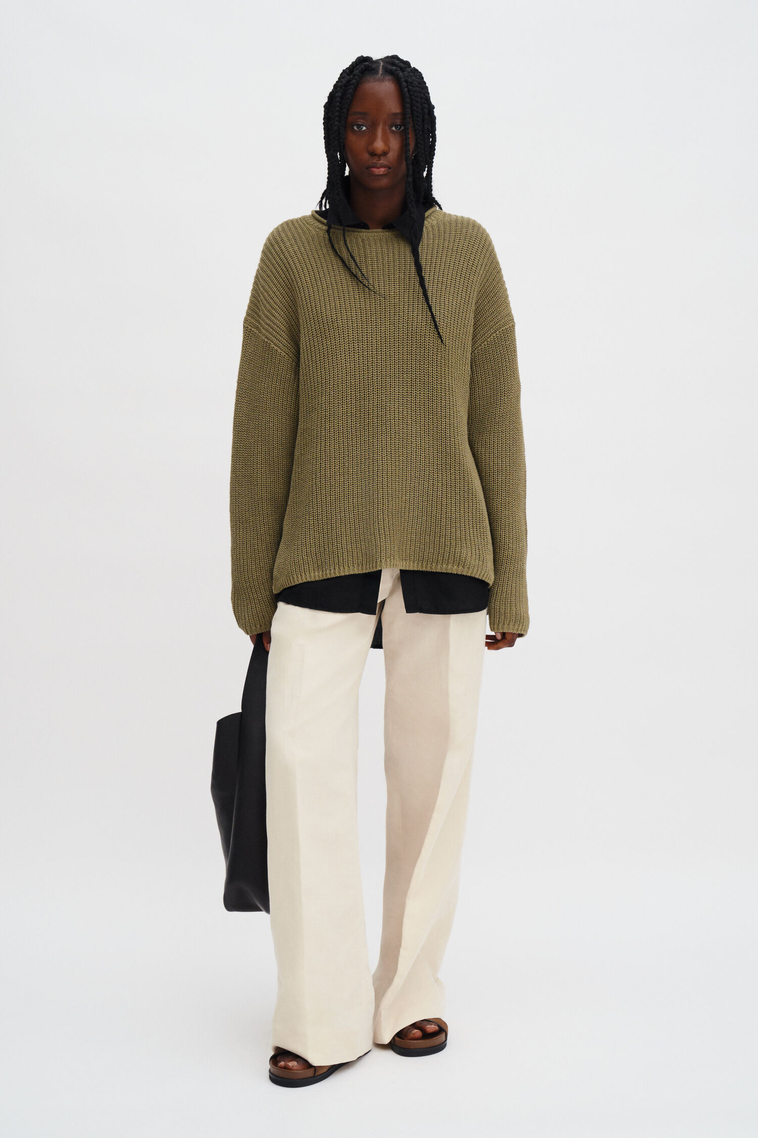 Ribbed Cotton Linen Sweater