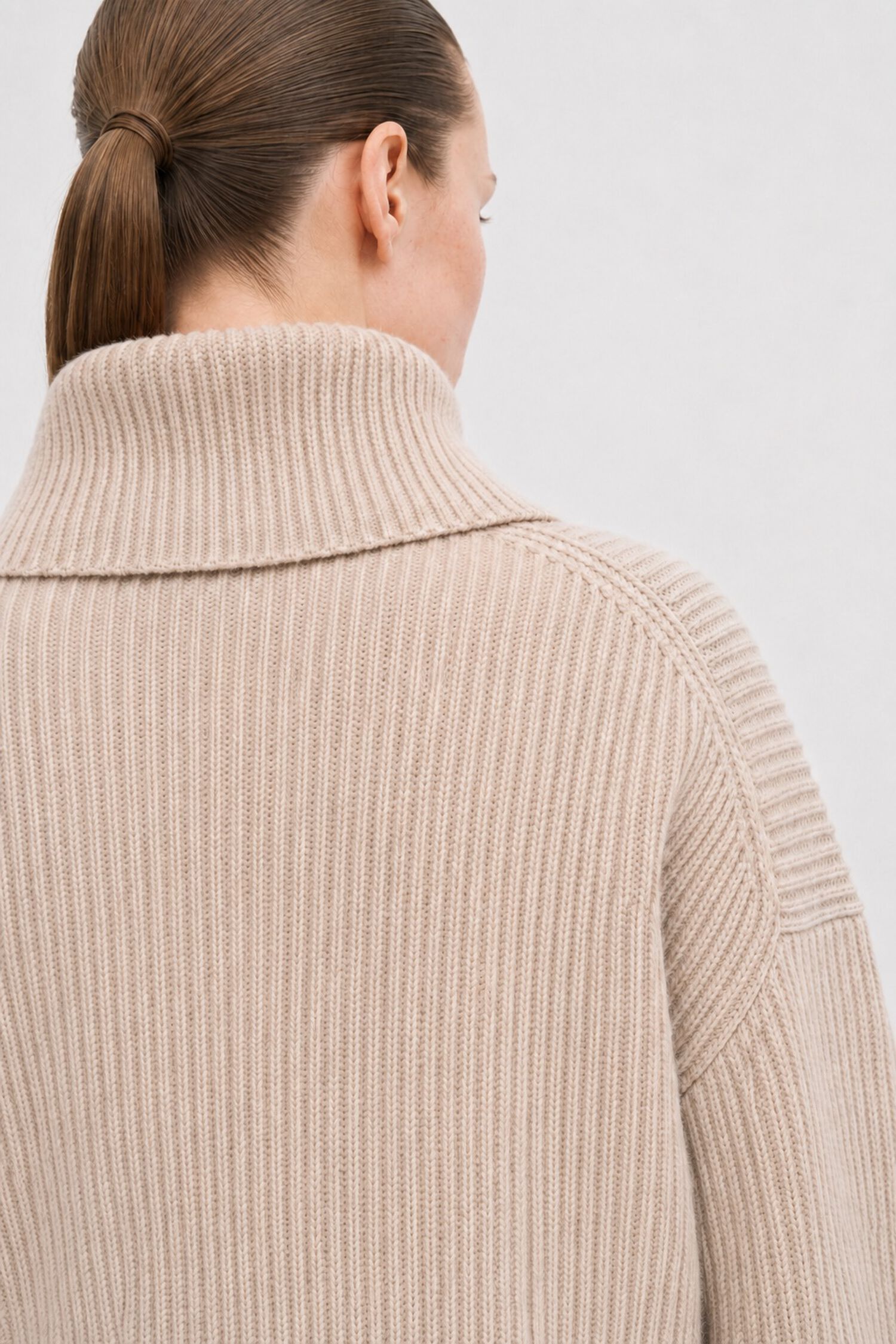 Ribbed Wool Half Zip Sweater