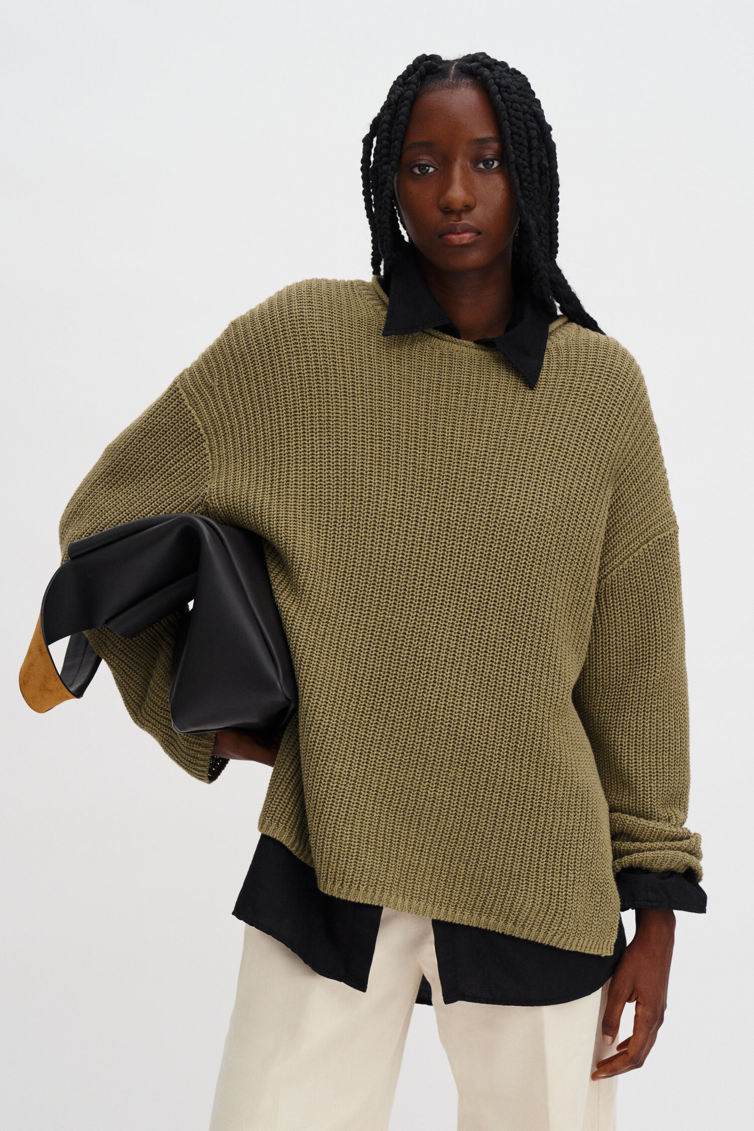 Ribbed Cotton Linen Sweater