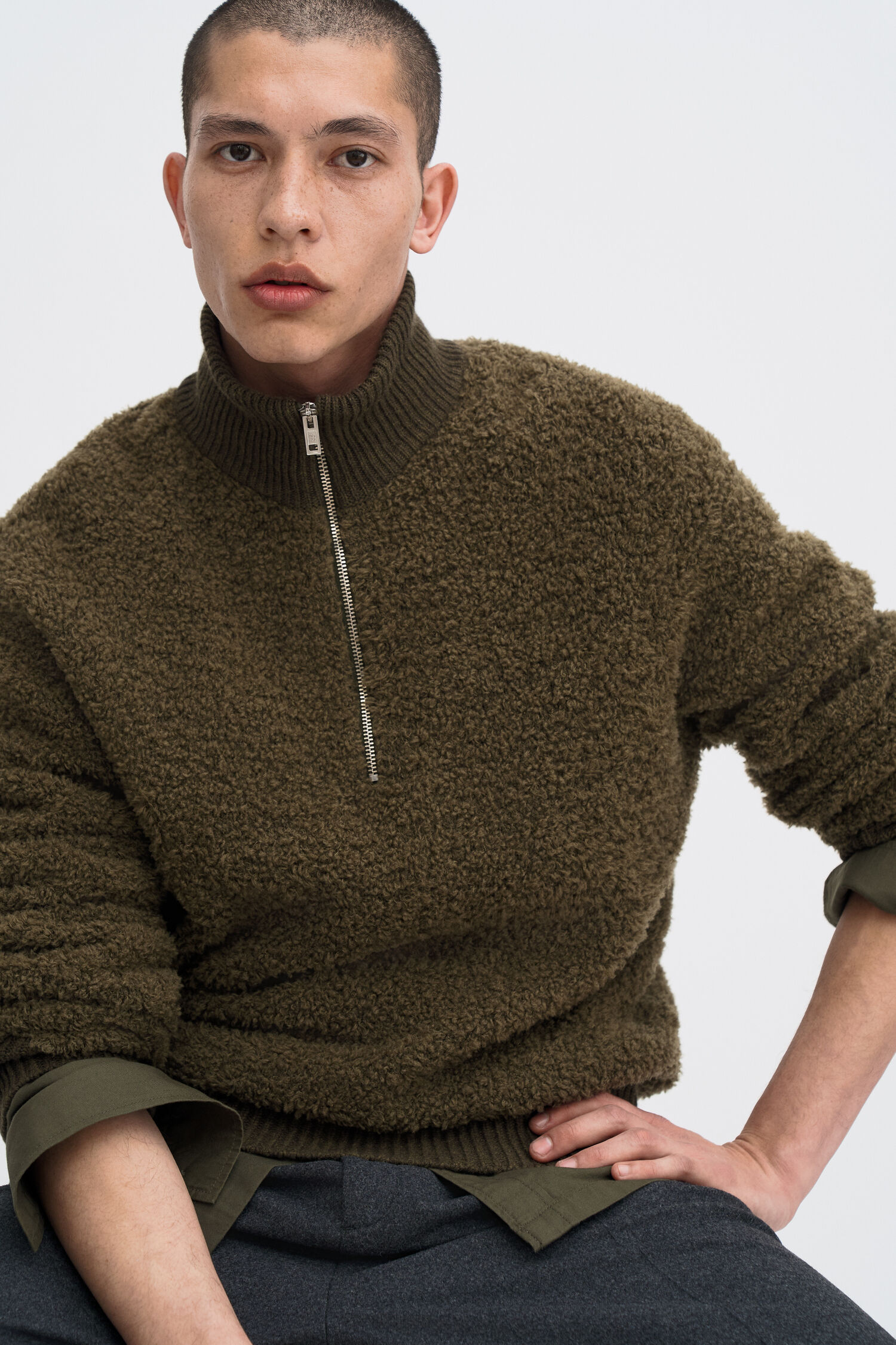 Fluffy Half Zip Sweater