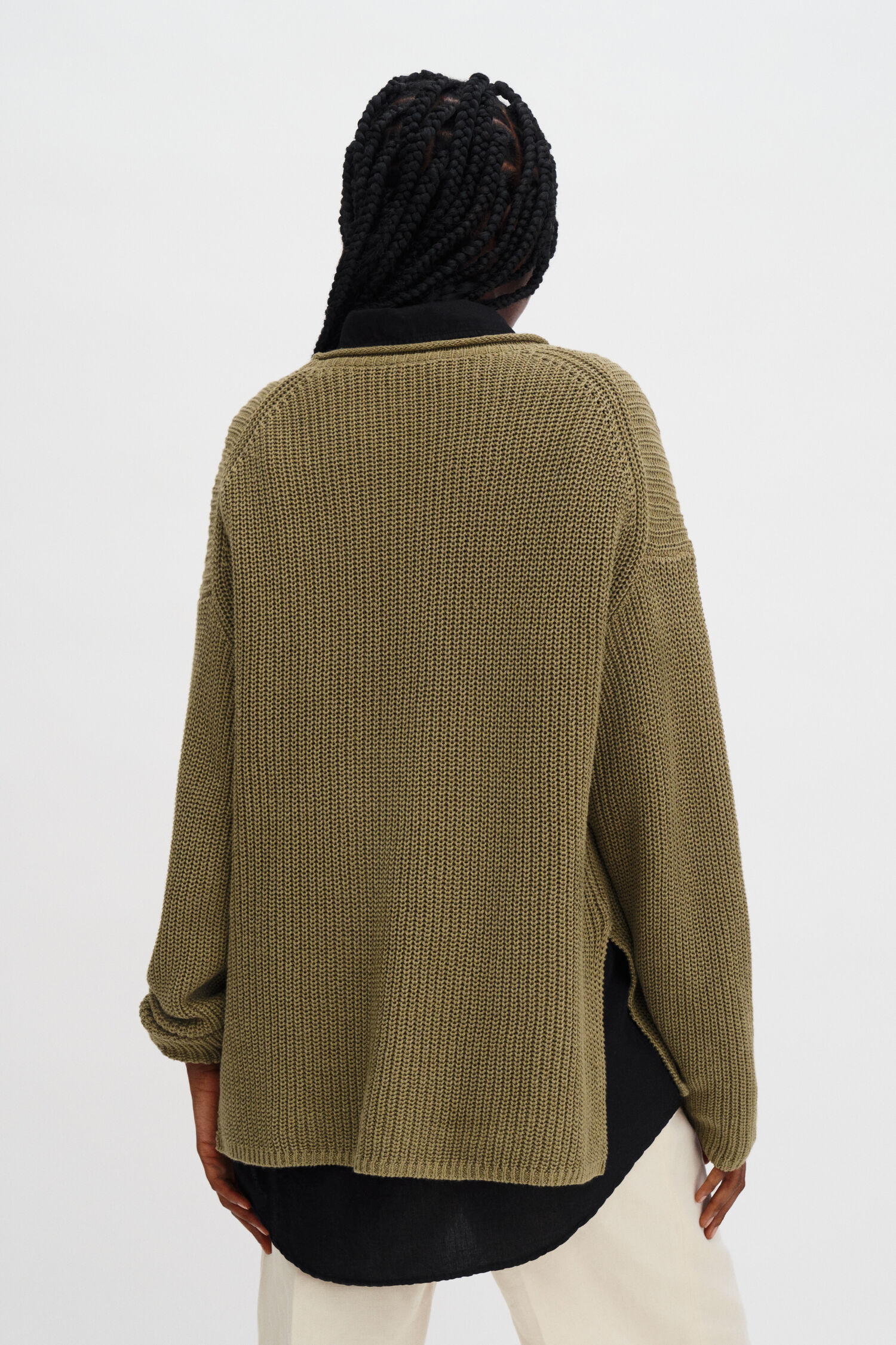 Ribbed Cotton Linen Sweater