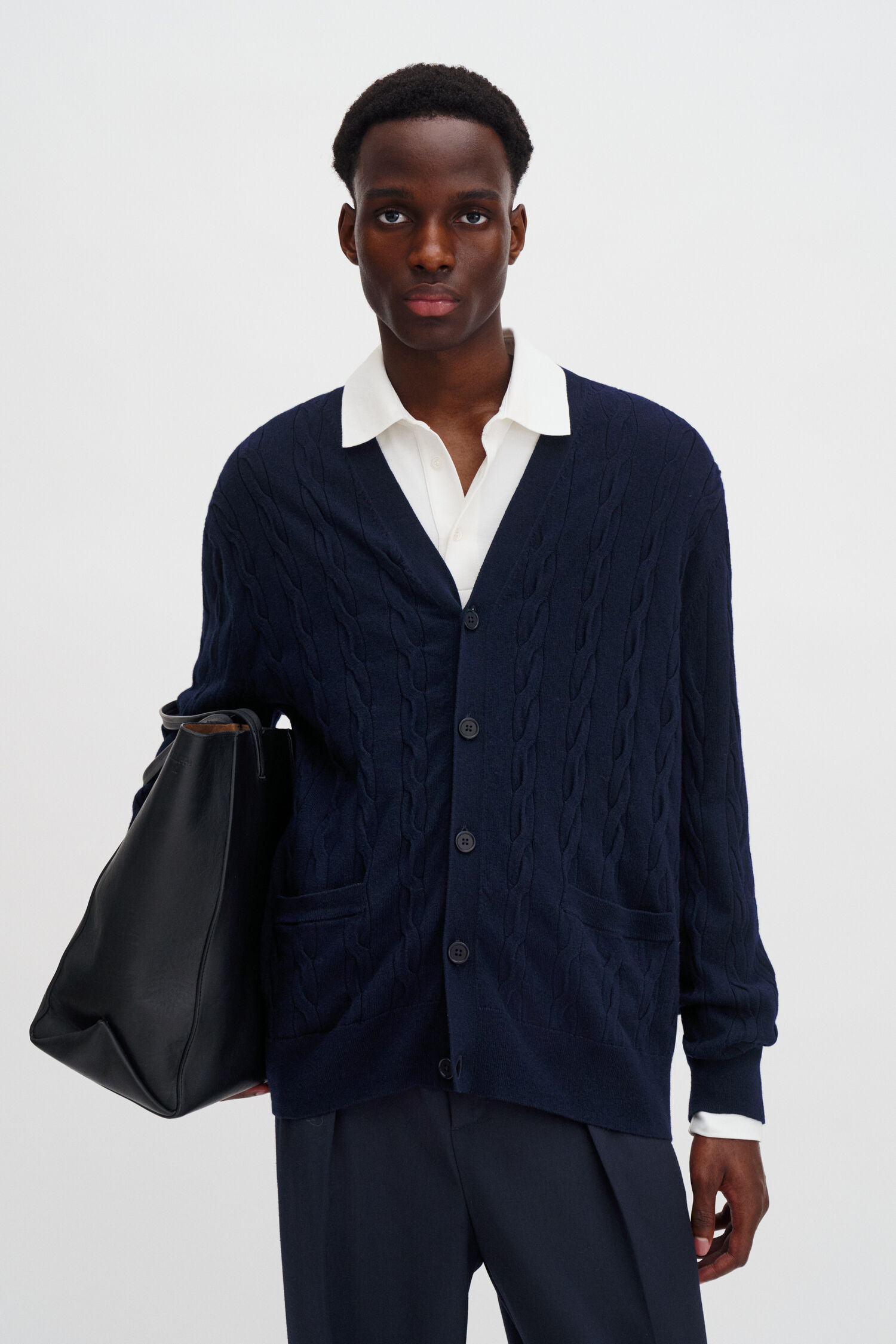 Braided Cotton Merino Cardigan
