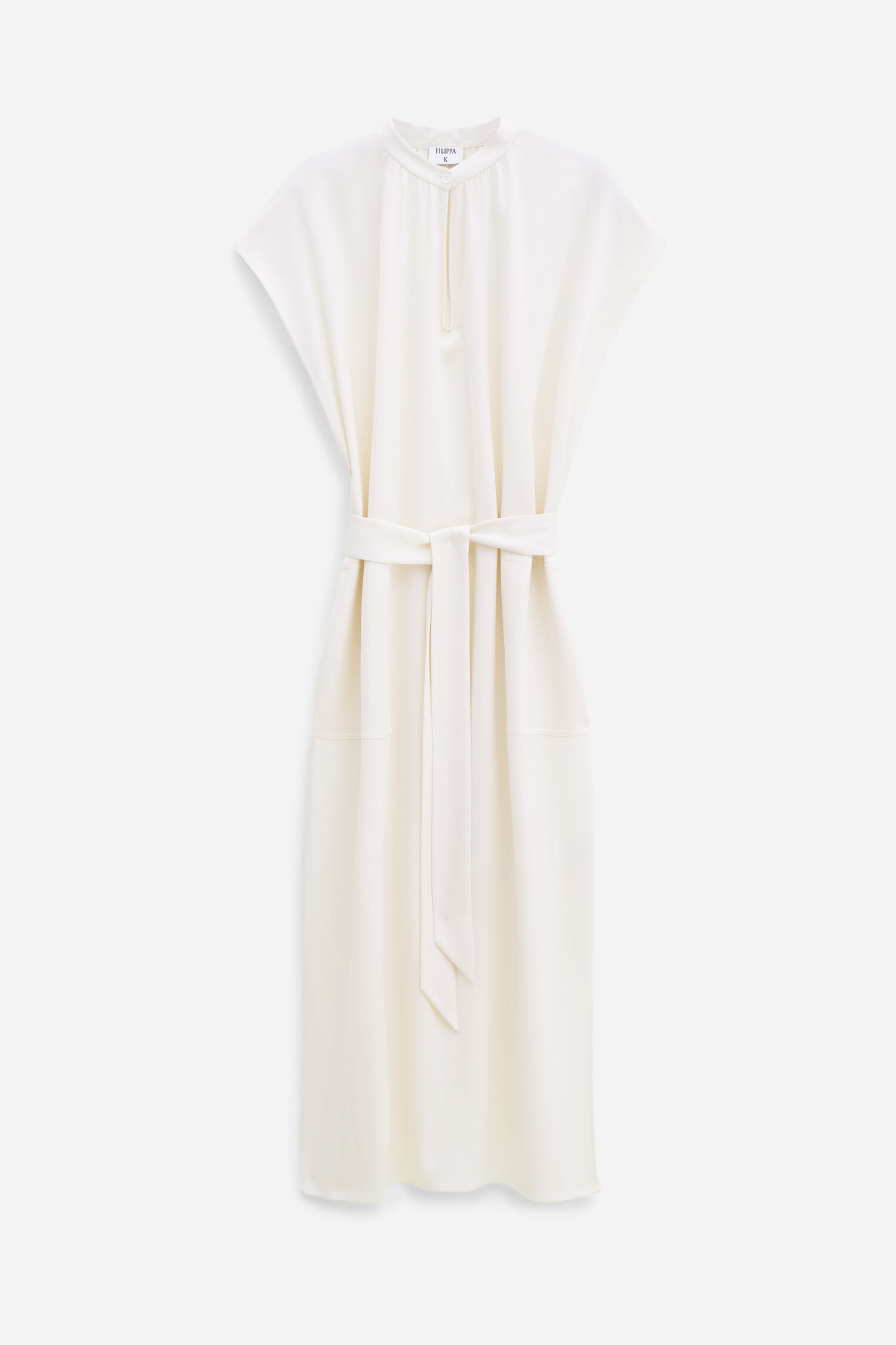 Belted Stand Collar Dress