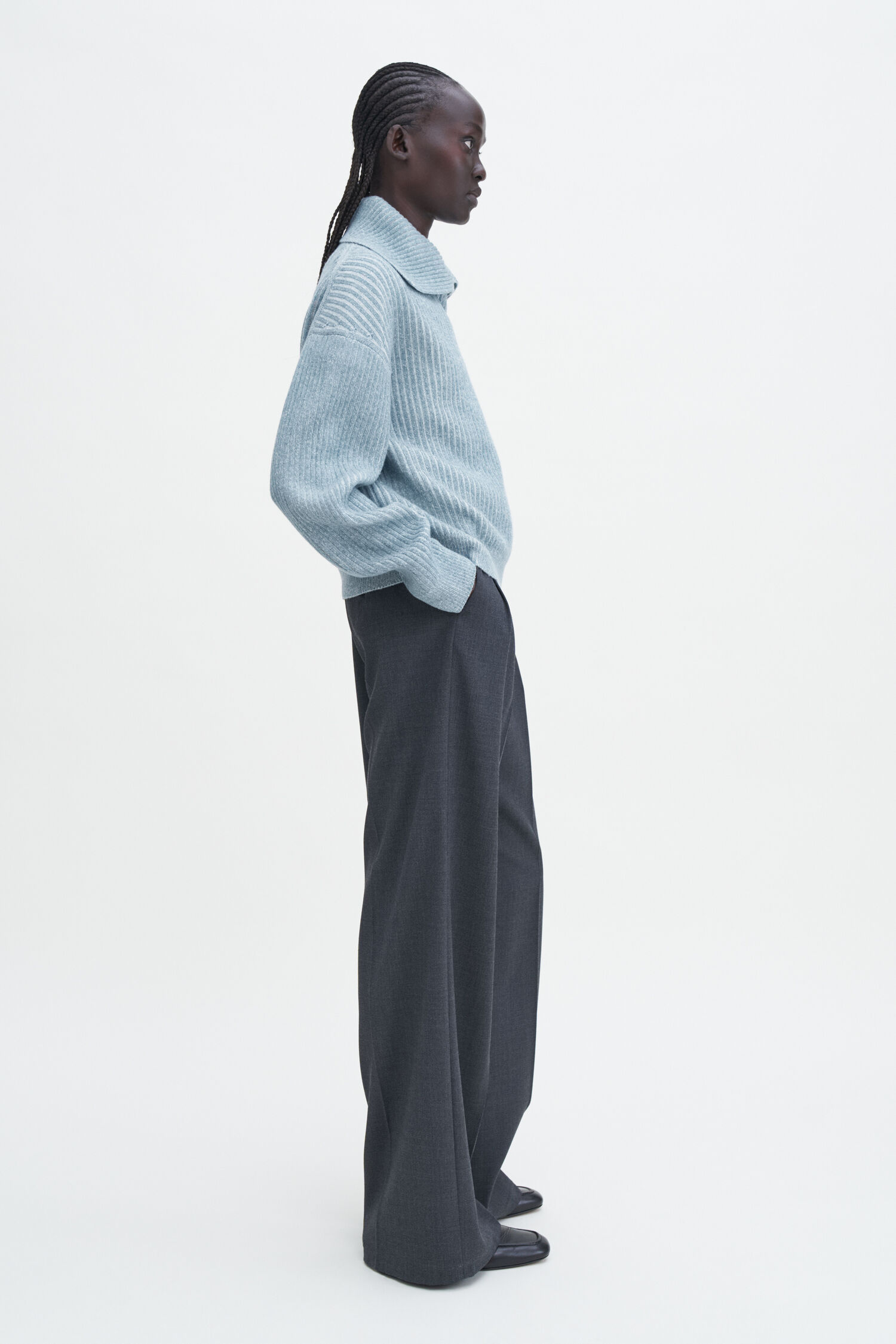 Ribbed Collar Sweater