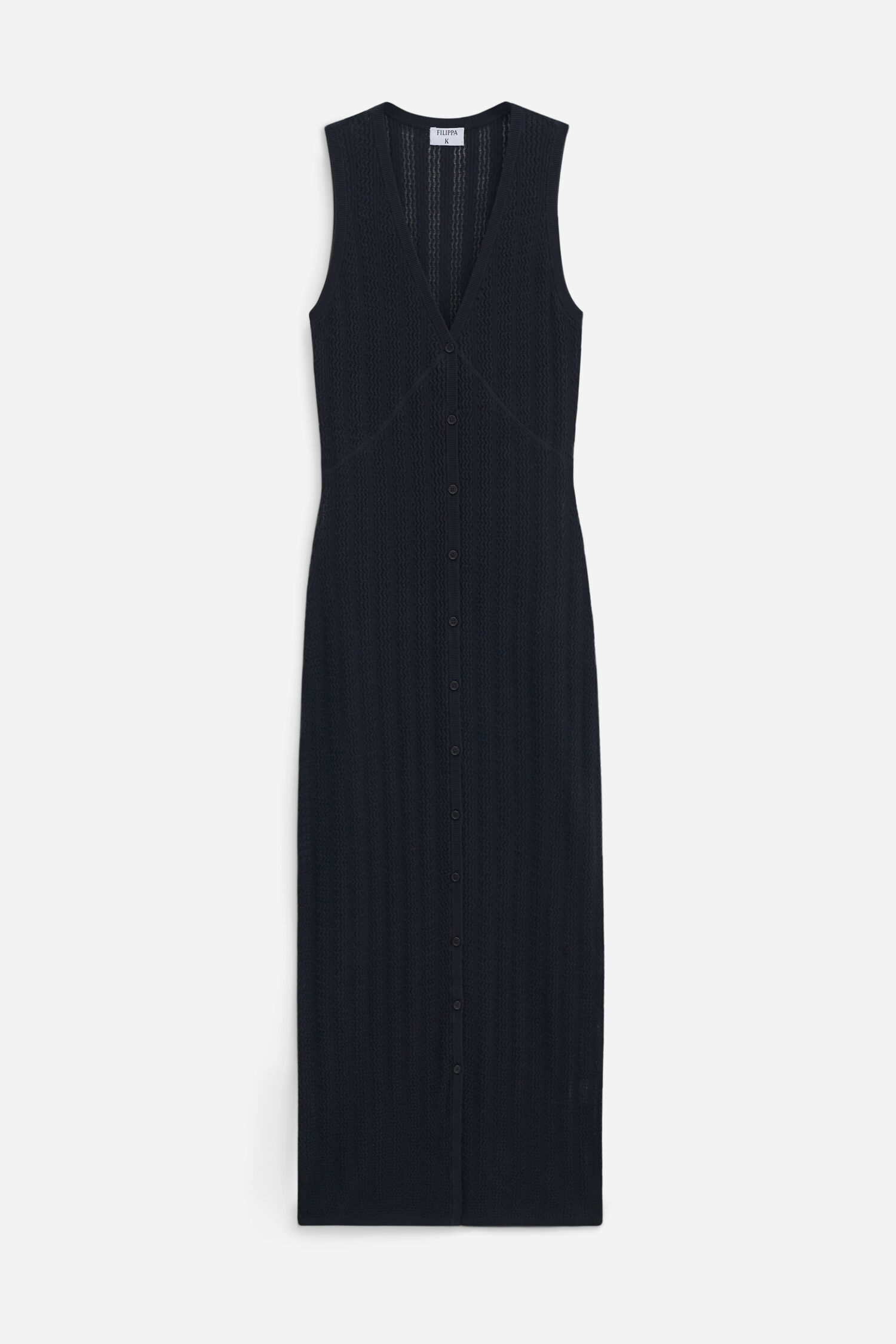 Buttoned Mesh Knit Dress